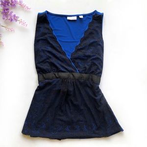 New York & Company Lace Overlay Blouse - Small